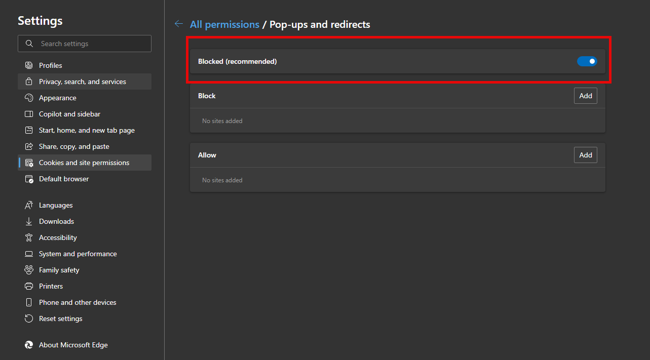 How to Block Pop-ups in Microsoft Edge